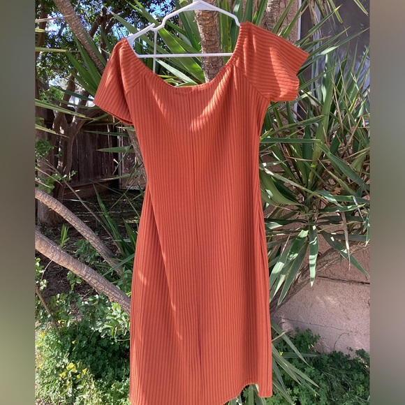 Orange Off the Shoulder Dress - Picture 6 of 6